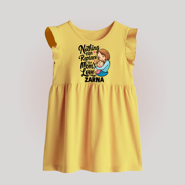 Nothing Can Replace Mom’s Love Personalized Baby BABY FROCK – Custom Name Outfit - PASTEL YELLOW - 0 - 3 Months Old (Chest 17")