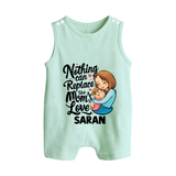 Nothing Can Replace Mom’s Love Personalized Baby BUTTON ROMPERSet – Custom Name Outfit - MINT GREEN - New Born (Chest 18")
