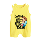 Nothing Can Replace Mom’s Love Personalized Baby BUTTON ROMPERSet – Custom Name Outfit - PASTEL YELLOW - New Born (Chest 18")