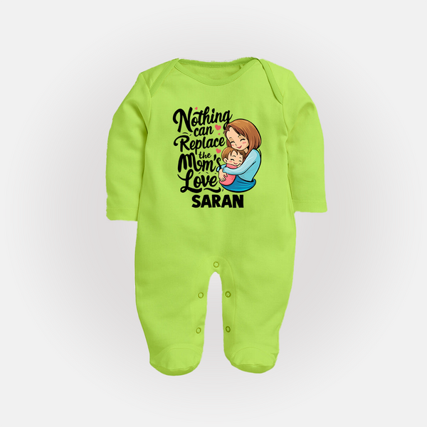 Nothing Can Replace Mom’s Love Personalized Baby FULL BODY SUIT – Custom Name Outfit - LIME GREEN - New Born (Chest 7.5")