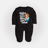 Nothing Can Replace Mom’s Love Personalized Baby FULL BODY SUIT – Custom Name Outfit - BLACK - New Born (Chest 7.5")