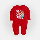 Nothing Can Replace Mom’s Love Personalized Baby FULL BODY SUIT – Custom Name Outfit - RED - New Born (Chest 7.5")