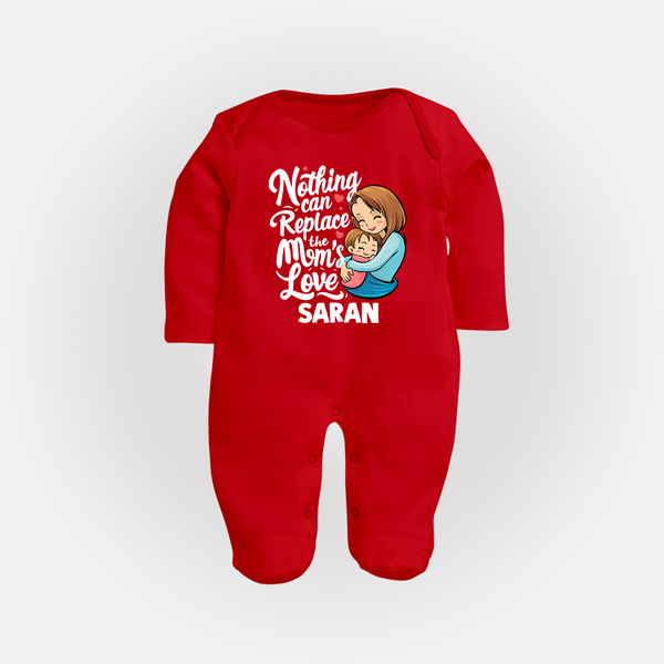 Nothing Can Replace Mom’s Love Personalized Baby FULL BODY SUIT – Custom Name Outfit - RED - New Born (Chest 7.5")
