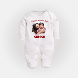 Our 1st Mother’s Day Personalized Baby FULL BODY SUIT – Custom Photo & Name Outfit - WHITE - New Born (Chest 7.5")