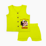 Our 1st Mother’s Day Personalized Baby Jabla Set – Custom Photo & Name Outfit - LIME GREEN - 0 - 3 Months Old (Chest 9.8")
