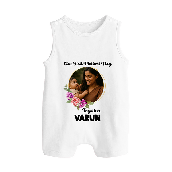Our First Mother’s Day Together Personalized Baby BUTTON ROMPERSet – Custom Photo & Name Outfit - WHITE - New Born (Chest 18")