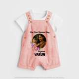 Our First Mother’s Day Together Personalized Baby DUNGAREESet – Custom Photo & Name Outfit - PEACH - 0 - 5 Months Old (Chest 18")