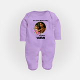 Our First Mother’s Day Together Personalized Baby FULL BODY SUIT – Custom Photo & Name Outfit - LILAC - New Born (Chest 7.5")