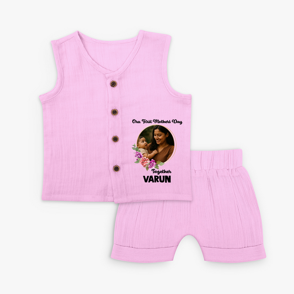 Our First Mother’s Day Together Personalized Baby Jabla Set – Custom Photo & Name Outfit - BABY PINK - 0 - 3 Months Old (Chest 9.8")