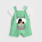 It’s Our First Mother’s Day Personalized Baby DUNGAREESet – Custom Name & Photo Outfit - GREEN - 0 - 5 Months Old (Chest 18")