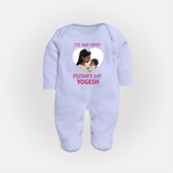 It’s Our First Mother’s Day Personalized Baby FULL BODY SUIT – Custom Name & Photo Outfit - BABY BLUE - New Born (Chest 7.5")