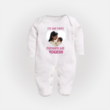 It’s Our First Mother’s Day Personalized Baby FULL BODY SUIT – Custom Name & Photo Outfit - WHITE - New Born (Chest 7.5")