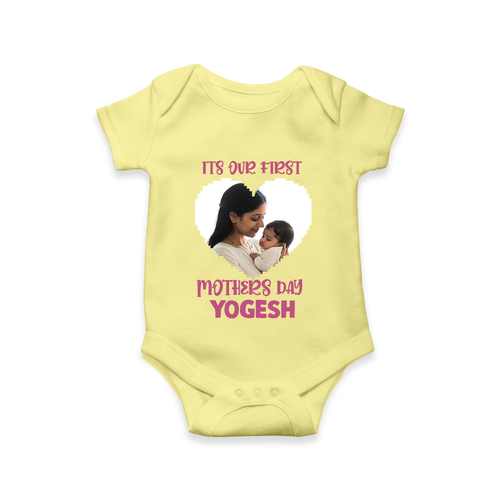 It’s Our First Mother’s Day Personalized Baby ROMPER Set – Custom Name & Photo Outfit