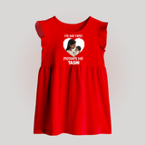 It’s Our First Mother’s Day Personalized Baby BABY FROCK – Custom Name & Photo Outfit - RED - 0 - 3 Months Old (Chest 17")