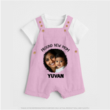 Proud New Mom Personalized Baby DUNGAREESet – Custom Photo & Name Outfit - BABY PINK - 0 - 5 Months Old (Chest 18")