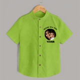 Proud New Mom Personalized Baby SHIRT – Custom Photo & Name Outfit - LIME GREEN - 0 - 6 Months Old (Chest 23")