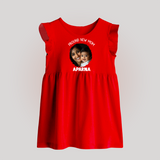 Proud New Mom Personalized Baby BABY FROCK – Custom Photo & Name Outfit - RED - 0 - 3 Months Old (Chest 17")