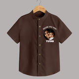 Proud New Mom Personalized Baby SHIRT – Custom Photo & Name Outfit - CHOCOLATE BROWN - 0 - 6 Months Old (Chest 23")