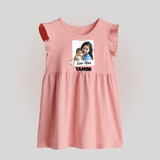 Love Mom Personalized Baby BABY FROCK – Polaroid Style Custom Photo & Name Outfit - BABY PINK - 0 - 3 Months Old (Chest 17")