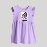 Love Mom Personalized Baby BABY FROCK – Polaroid Style Custom Photo & Name Outfit - LILAC - 0 - 3 Months Old (Chest 17")