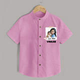 Love Mom Personalized Baby SHIRT – Polaroid Style Custom Photo & Name Outfit - BABY PINK - 0 - 6 Months Old (Chest 23")