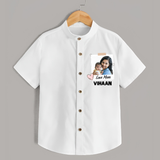 Love Mom Personalized Baby SHIRT – Polaroid Style Custom Photo & Name Outfit - WHITE - 0 - 6 Months Old (Chest 23")