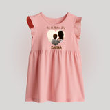 Our First Mother’s Day Personalized Baby BABY FROCK – Minimal Heart Photo Design (Custom Name) - BABY PINK - 0 - 3 Months Old (Chest 17")