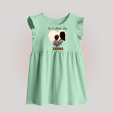 Our First Mother’s Day Personalized Baby BABY FROCK – Minimal Heart Photo Design (Custom Name) - MINT GREEN - 0 - 3 Months Old (Chest 17")