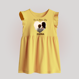 Our First Mother’s Day Personalized Baby BABY FROCK – Minimal Heart Photo Design (Custom Name) - PASTEL YELLOW - 0 - 3 Months Old (Chest 17")