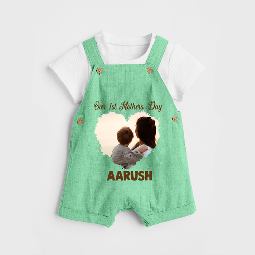 Our First Mother’s Day Personalized Baby DUNGAREESet – Minimal Heart Photo Design (Custom Name)