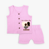 Our First Mother’s Day Personalized Baby Jabla Set – Minimal Heart Photo Design (Custom Name) - BABY PINK - 0 - 3 Months Old (Chest 9.8")