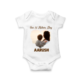 Our First Mother’s Day Personalized Baby ROMPER Set – Minimal Heart Photo Design (Custom Name) - WHITE - New Born (Chest 14")