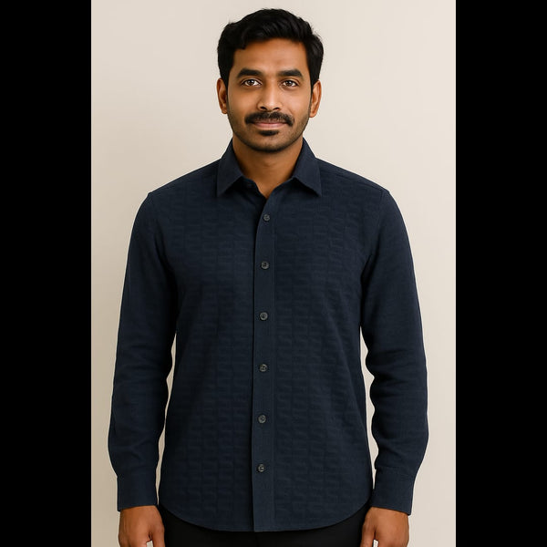 Embossed Navy Shirt (Men)