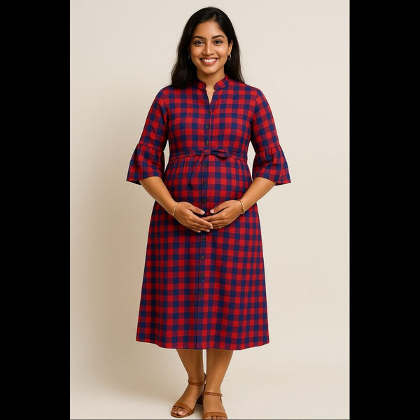 Maple Checkered Maternity Wear