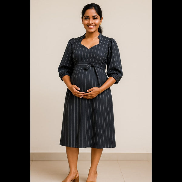 Noir Pinstripe Maternity Wear