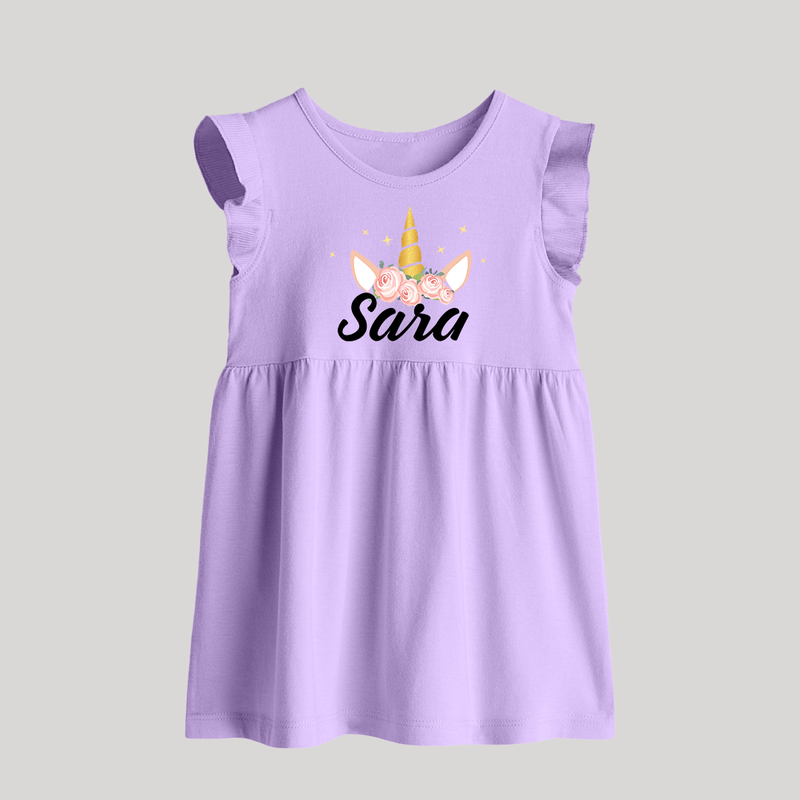 My Name My Style Baby Frock | Baby Outfit with Personalized Print - LILAC - 0 - 3 Months Old (Chest 17")