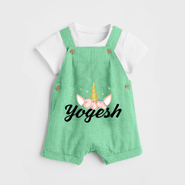 My Name My Style Dungaree Set | Baby Outfit with Personalized Print - GREEN - 0 - 5 Months Old (Chest 18")