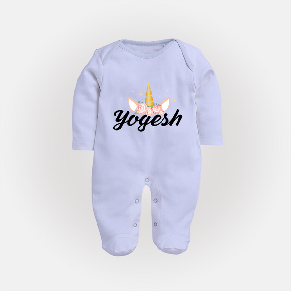My Name My Style Sleep Suit / Full Sleeve Bodysuit | Baby Outfit with Personalized Print - BABY BLUE - New Born (Chest 7.5")