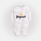 My Name My Style Sleep Suit / Full Sleeve Bodysuit | Baby Outfit with Personalized Print - WHITE - New Born (Chest 7.5")