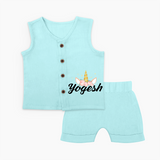 My Name My Style Jabla Set | Baby Outfit with Personalized Print - BABY BLUE - 0 - 3 Months Old (Chest 9.8")