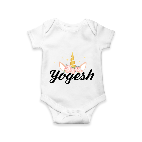 Customized Name Printed Romper For Babies - WHITE - 0 - 3 Months Old (Chest 16")