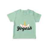 Customized Name Printed T-Shirt For Babies - MINT GREEN - 0-5 Months Old (Chest 17")