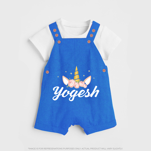 My Name My Style Dungaree Set | Baby Outfit with Personalized Print - COBALT BLUE - 0 - 5 Months Old (Chest 18")
