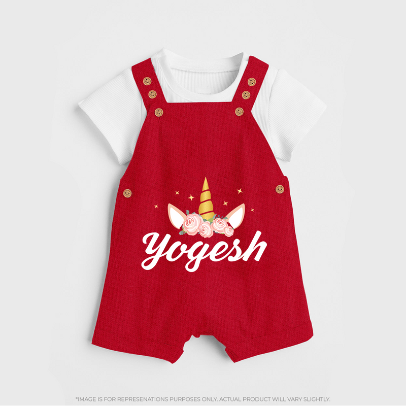 My Name My Style Dungaree Set | Baby Outfit with Personalized Print - RED - 0 - 5 Months Old (Chest 18")