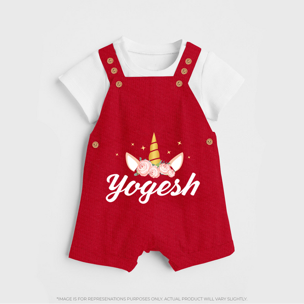My Name My Style Dungaree Set | Baby Outfit with Personalized Print - RED - 0 - 5 Months Old (Chest 18")