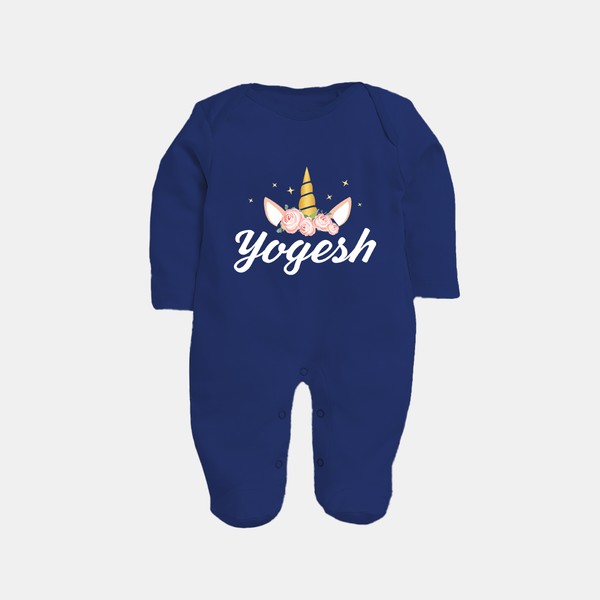 My Name My Style Sleep Suit / Full Sleeve Bodysuit | Baby Outfit with Personalized Print - NAVY BLUE - New Born (Chest 7.5")