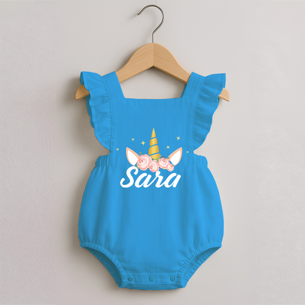 My Name My Style Romper Frock | Baby Outfit with Personalized Print - SKY BLUE - 0 - 3 Months Old (Chest 19")