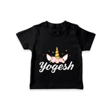 Customized Name Printed T-Shirt For Babies - BLACK - 0-5 Months Old (Chest 17")