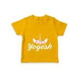 Customized Name Printed T-Shirt For Babies - CHROME YELLOW - 0-5 Months Old (Chest 17")