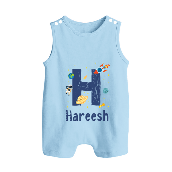 Soft Cotton Name Romper Suit / Sleeveless Romper | Designed Just for Your Baby - BABY BLUE - 0 - 5 Months Old (Chest 18")
